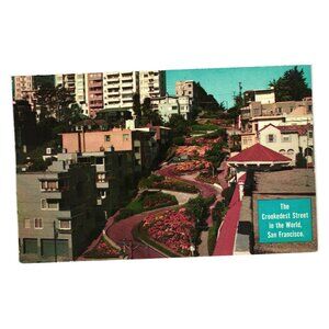 Vintage Postcard Lombard Street Crookedest Street San Francisco Gray Line Print